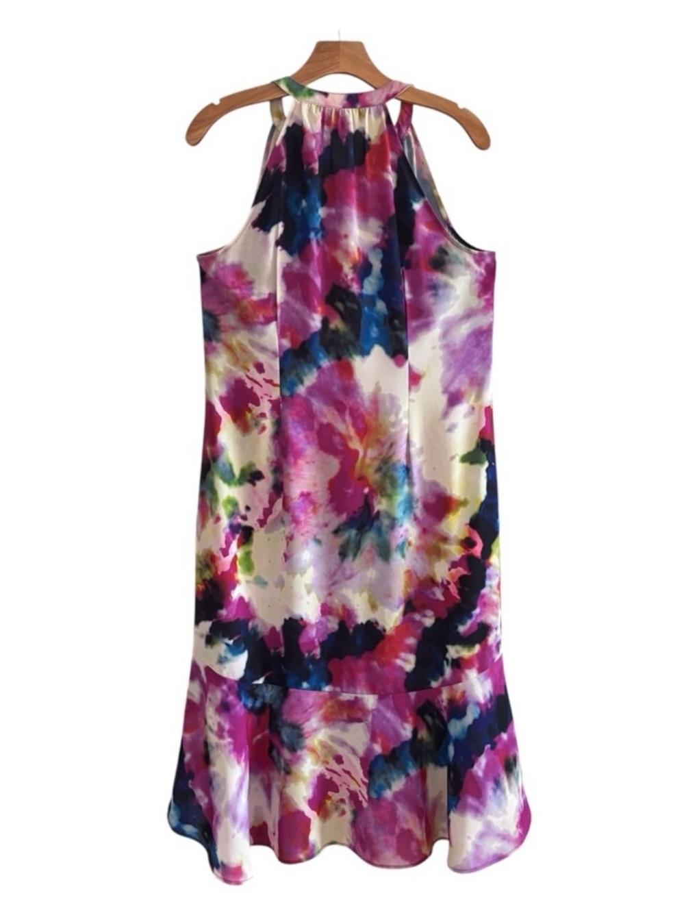 CAbi Celebration Dress Sleeveless Halter Midi Watercolor Colorful Print S - Picture 3 of 5